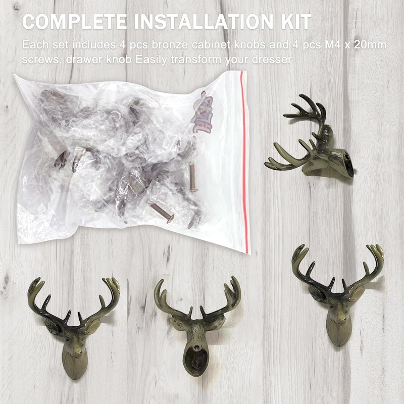 SGYUNQ Deer Cabinet Knobs, Animal Drawer Knobs for Dresser Drawers,