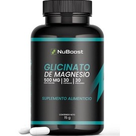 Nuboost Glicinato de Magnesio 500 mg - 30 Cpsulas - Magnesio Alta Absorcin - Hecho en USA, Certificado GMP y Sin OMG (30)                             