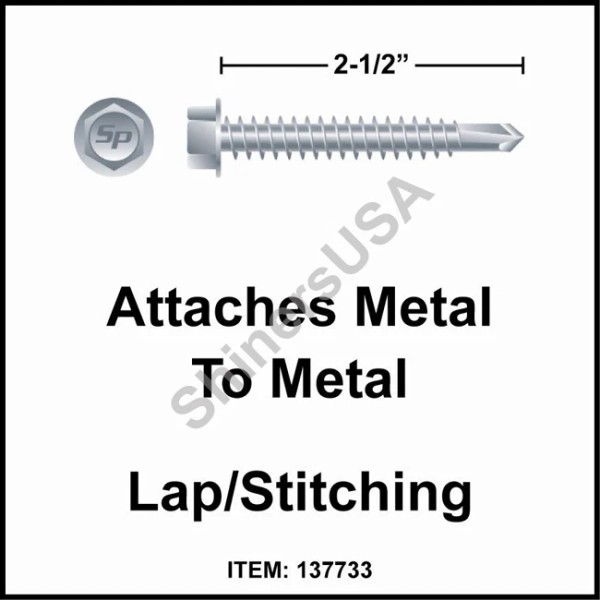 Strong-Point (1500) Self Drilling Zinc Siding Screw 12-14x2-1/2 TEK 3