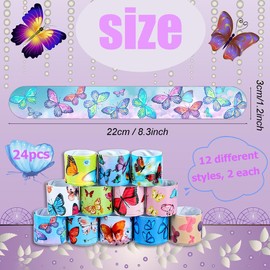 Viicoor Slap Bracelets for Kids 24PCS Butterfly Style Snap Bands Party Gadget Fillers Spring Favor (Butterfly-24P)