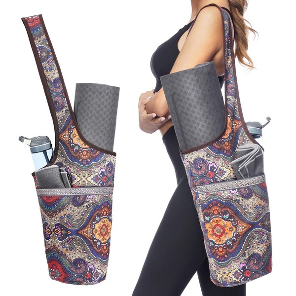 Ewedoos Yoga Mat Bag with Large Size and Zipper Pocket, Fit Most Mats (Ancient Totem)