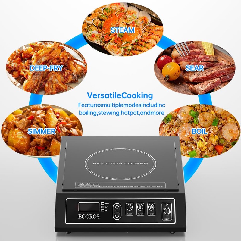 BOOROS Portable Induction Cooktop 1800W Induction Hot Plates for Countertop,9.6-Inch