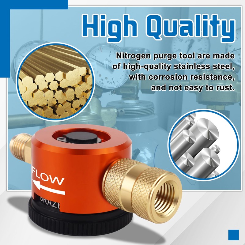 Boltigen HVAC Nitrogen Regulator, Adjustable Nitrogen Purge Tool, 1/4'' Flare