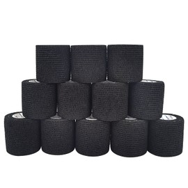 COMOmed Cohesive Bandage Elastic Bandage Hand Bandages Knee 5cm x 4.5m Black 12 Rolls