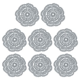 uxcell Crochet Doilies, 8Pcs 4" Cotton Woven Fabric Coasters, Lace Round Handmade Coasters with Floral Pattern for Wedding Party Decoration (Grey)