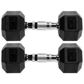 Fitvids Premium Rubber Encased Hex Dumbbell, 15LB Pair