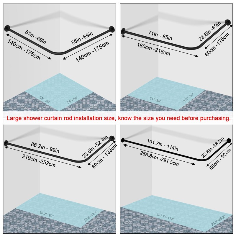 SIKAIQI Stretchable 304 Stainless L Shaped Bathroom Bathtub Corner Shower