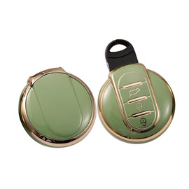 SANRILY Golden-Edge - Funda para llave de 3 botones para Mini Cooper Countryman S ONE JCW F54 F55 F56 F57 F60 Clubman sin llave con llavero de piel, color verde claro