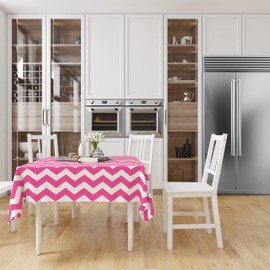 Encasa XO Printed Tablecloth 145 x 145 cm for 4 Seater Dining Table, 100% Cotton, Machine Washable, Durable, Rectangular, for Home, Restaurant, Banquet - Magenta