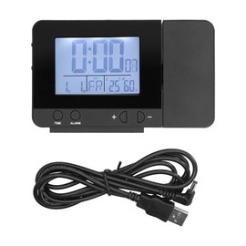 180° Rotation Projection Alarm Clock USB Powered LED Digital Clock with Temperature Humidity TestBlack