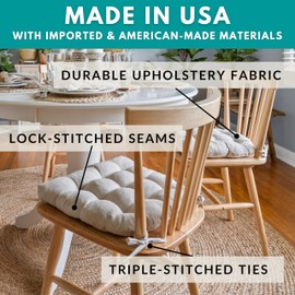 Barnett Home Decor Dining Chair Pad with Ties Corduroy Burgundy -Size Extra-Large 16.5 x 18 16.5 x 18 Chair Cushion - Latex Foam Fill Cushion, Reversible, Machine Washable - Pinwale (Garnet/XL)