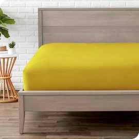 Fitted Sheet Ultra Soft Brushed Microfiber - 25cm Deep Pockets - Fade and Shrinkage Resistant - Grey - Breathable - Easy Care (Ochre, King)