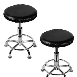 2 Pack Stool Covers Round 30-40cm, Stretch PU Bar Stool Cushions Round, Waterproof Round Seat Cushions for Stools Chairs