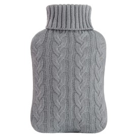 samply Hot Water Bottle with Knitted Cover, 2L Hot Water Bag for Hot and Cold Compress, Hand Feet Warmer, Neck and Shoulder Pain Relief, Gray