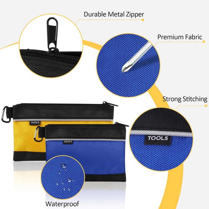 COIDEA 4 Pack Tool Pouch, Small Bag with Zipper, 1680D
