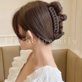 Herbeluemily Hair Clip, Hair Claw, Dakar, Hair Clip, Hair Ornament, Rope Braid, 4.3 inches (11 cm), Brown + White
