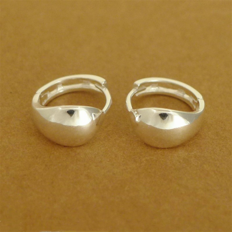 Sterling Silver 10mm Hoop Teardrop Waterdrop Sleeper Dome Huggie Drop