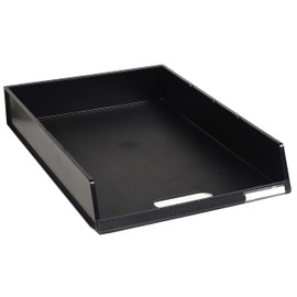 Exacompta - Ref 11014D - Office Letter Tray - 345 x 246 x 59mm in Size, Suitable for C4 Documents, Stackable Vertically, Label Holder & Thumb Hole - Black