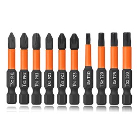 Saipor 10pcs Magnetic Phillips PoziDriv Torx Screwdriver Bit Set, 50mm/2" Long Impact Driver Bits, Pozi Phillips Cross Head Drill Bits Set Torx Bit Set, 1/4 Hex Shank Screw Driver Bits