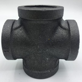 ROPOCM 4-way cross black cross fitting pipe fittings for bracket floor pipe DIY decorative fittings (Pack Of 1 Sets) (3/4 INCH)