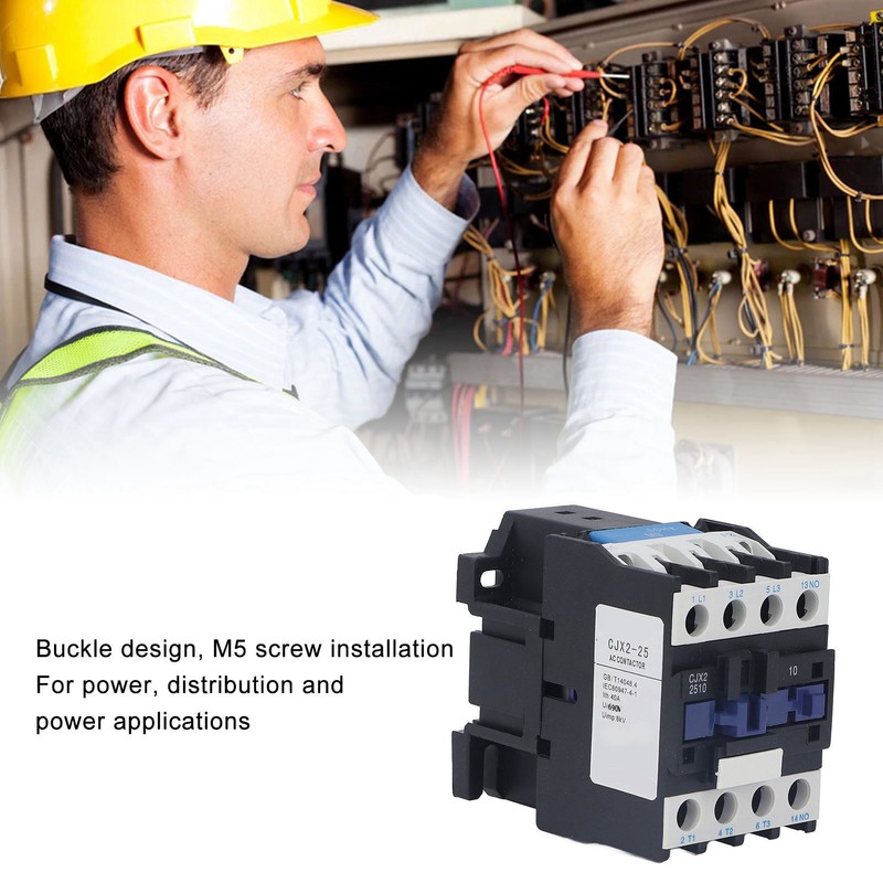 25A Power Contactor Normally Open Electric AC Contactor Silver Alloy