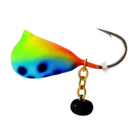 Clam 9328 Dingle Drop Lure, Size 14, Chartreuse/Blue Glow Spot