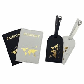 YUESUO PU Leather Passport Holder,Portable Large Capacity Protective Card Holder,Travel Purse Luggage Tags for Man and Woman (Black+White)