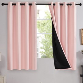 Deconovo 100% Blackout Curtains for Bedroom, Thermal Insulated and Noise Reducing Drapes, Room Darkening Window Curtains with Double Layer, Oeko-TEX Certified (Crystal Pink, 52x45 Inch, 2 Panels)