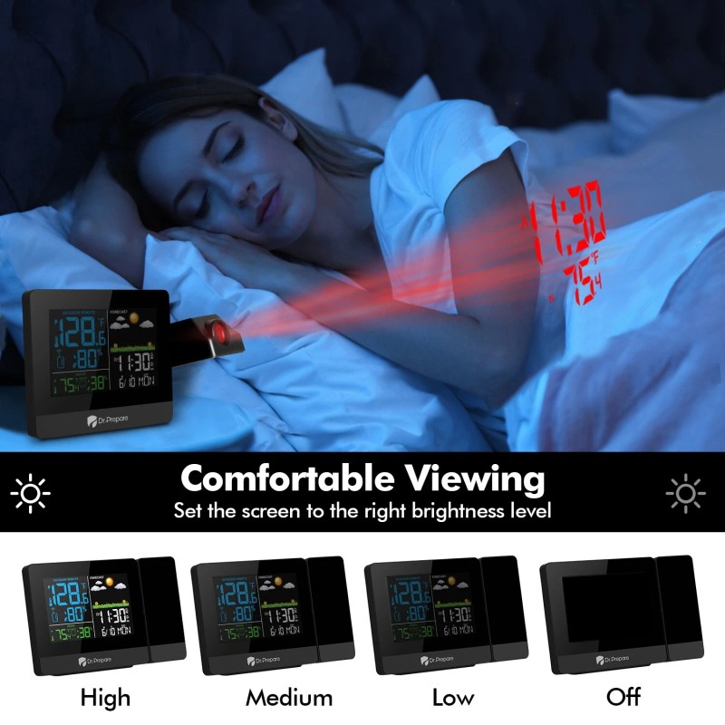 DR.PREPARE Projection Alarm Clock 003 Digital Clock Projector