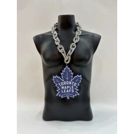Toronto Maple Leafs Big Chain Necklace – 8x6” EVO Foam Logo –Silver Fan Gear