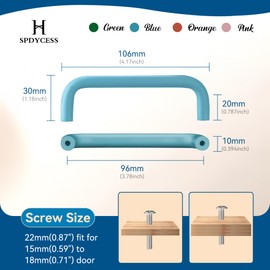 SPDYCESS 4Pcs Kitchen Cabinet Handles 96mm Hole Center Aluminium Cupboard Door Handle Pulls with Screws Colourful Handles for Drawer Wardrobe
