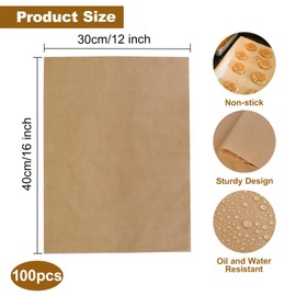 Sheets of parchment baking paper, 100 pieces, non-stick for baking, grilling, air fryer, steam cooking, 30 x 40 cm