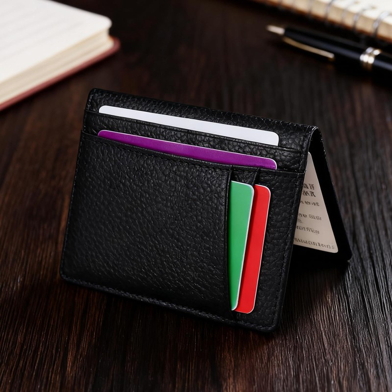 Feelorna Slim Wallet for Men, Compact Cards Case Leather Wallets