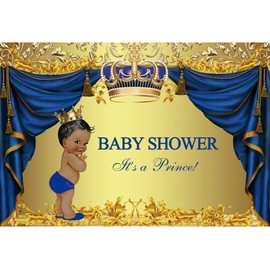 Haoyiyi 6x4ft Royal Prince Baby Shower Background Royal Blue Curtain Gold Dots Crown Backdrop Photography Photo Kids Event Ceremony Celebration Decorations Supplies Photoshoot