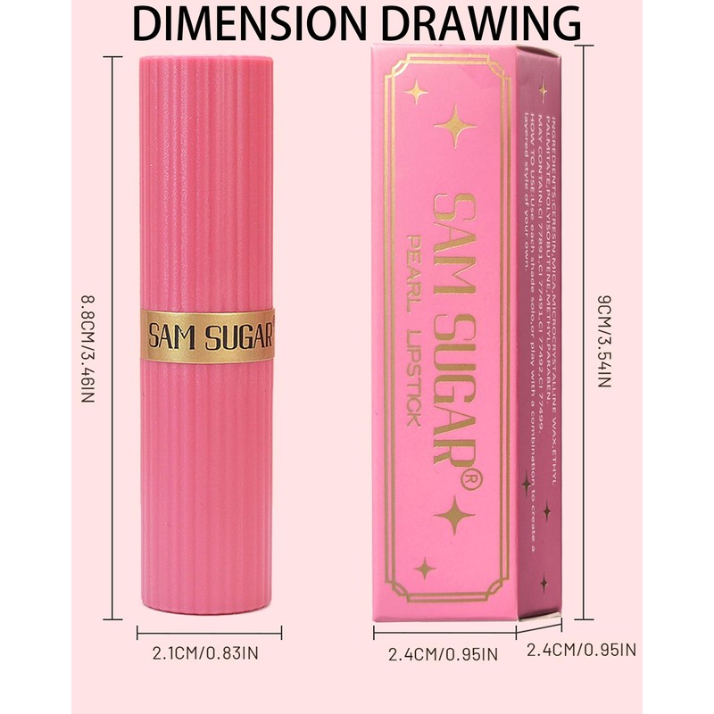 Rose Red Sparkling Glitter Lipstick, Long Lasting Shimmer Metallic Lipstick