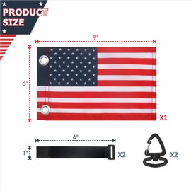 Golf Cart American Flag with Mounting Bracket, USA Patriotic Flag 9" x 6" for Independence Day, America 250 Celebration, Fourth of July Parade Decor, Durable Outdoor Accessory for Golf Carts