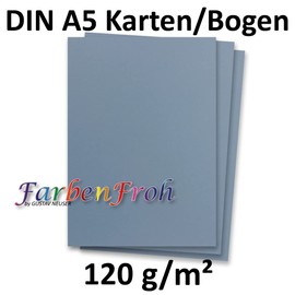 50 sheets DIN A5 paper - grey-blue - 120gr - 14.8 x 21cm - craft sheet construction paper craft paper letterhead -