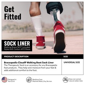 Braceapedia Cloud9 Walking Boot Sock Liner, Moisture-Wicking Foot, Ankle, & Leg Support Socks, Reduce Stress & Prevent Blisters, Universal