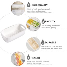 HEMOTON Rectangular Strainer, Fruit Vegetable Washing Basket, 2 in 1 Food Fruit Strainers, Double Layered Strainer Basket for Pasta, Spaghetti, Berry,Salads