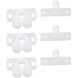 3Pcs White Marine Boat Ball Catch Door Cupboard Spring Back Plates Roller Latch Plastic Catches Cabinet Hardware