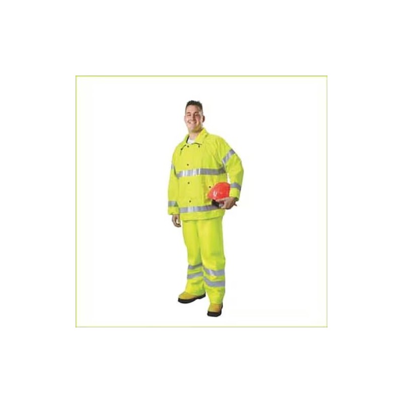 Rain Suit, Class 3, Hi-Vis YLW/Grn, S/M