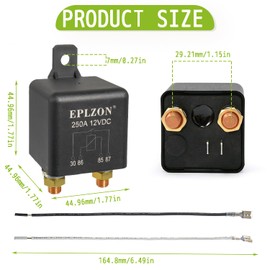 EPLZON 250A 250 Amp 12V DC 4 Pin SPST Starter Relay Continuous Duty Relay Heavy Duty Automotive Power Starter for Truck Boat Marine RV Camper