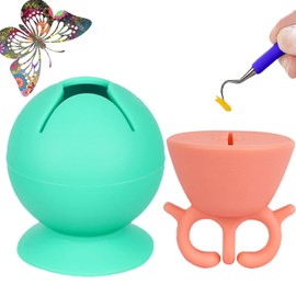 Vinyl Scrap Collector Silicon with Suction Cup, 2PCS Scrapbooking Tools with Vinyl Weeding Scrap Collector Ring, Portable Disposing Organizer for Crafters, Welders, Vinyl and HTV Crafters