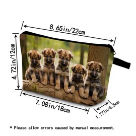 YULUENZE Puppy Gift Little Dog Makeup Bag Cute Small Organizer Bag with Zipper German Shepherd Cosmetic Bag Puppy Birthday Gifts for Dog Lovers Women Friends