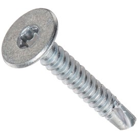 Small Parts 1020KWTF Steel Self-Drilling Screw, Zinc Plated Finish, Wafer Head, Star Drive, #3 Drill Point, #10-16 Thread Size, 1-1/4" Length (Pack of 50)