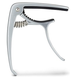 Arieta Capotraste para Guitarra Acustica/Electrica/Bajo/Ukelele. Cejilla guitarra con Almohadilla acolchonada para la protección de tu instrumento. Disponible en 3 diseños. Capo Guitar (Plata)