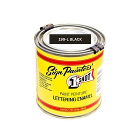 1 Shot Lettering Enamel Paint, Professional Pinstriping and Lettering Paint 4 Ounce Can (199L- Lettering Black) 199L/4Z