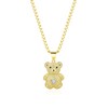Street-Style 14K Gold Cuban Chain Necklace with Bear Charm Anti-Tarnish