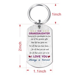 CPLJW Granddaughter Keychain Gifts - Gifts for Granddaughter, Remember I love You for Teen Girls Birthday Mothers Day Graduation Easter Gift