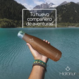 Hidranur Termo de Acero Inoxidable 25 Oz (739.33 ml) Doble Aislamiento Térmico, Termo Para Café Tapa Hermética, Termo, Incluye Cepillo de Lavado, No Tóxico, Libre de BPA (Madera, 25 Oz (739.33 ml))